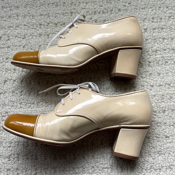 Gucci 2-Tone Patent Leather Heeled Oxfords Shoes Size 6 EUC - Picture 6 of 14